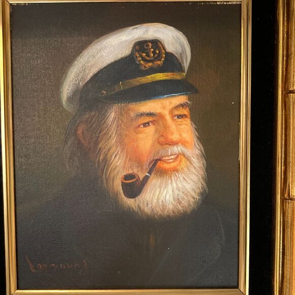 Vtg Lee Young Sea Captain Framed Oil Painting Canvas Beautiful Signed Nautical - Picture 16 of 16